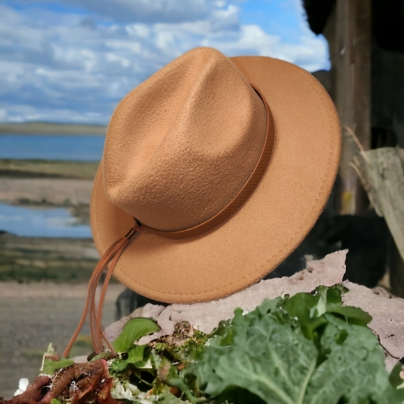 Accessories - Unisex Felt Wide Brim Fedora Hat